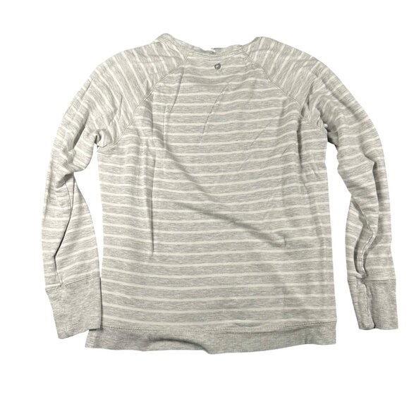 Active Life Large Heather Gray Stripe Long Sleeve Pullover Top Round Neck Modal - Picture 8 of 9